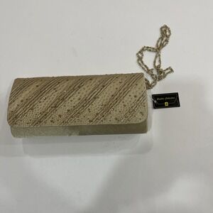 SOPHIA COLLECTION GOLD EVENING CLUTCH PURSE GOLD STONES ( 11925 )
